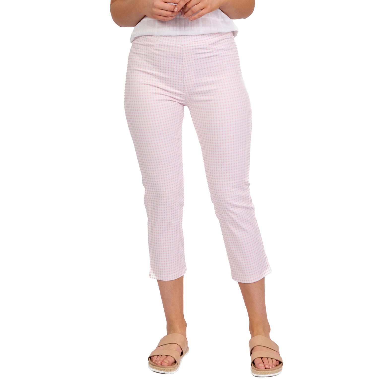 Vassalli Printed Slim Leg 7/8 Length Lightweight Pull On Pant